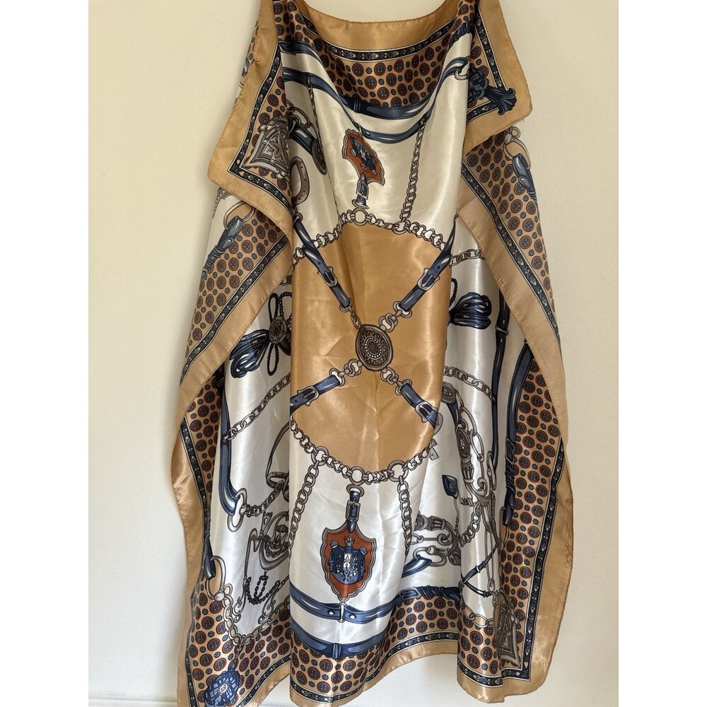 100% Silk Scarf Large Square Chain Belt Print
